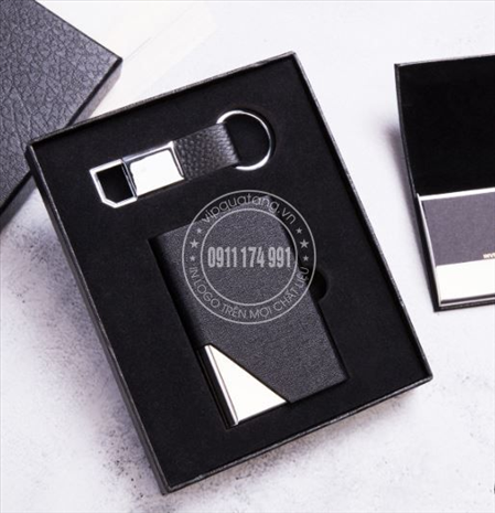 Giftset: Bộ quà tặng hộp danh thiếp và móc chìa khóa kim loại MS 23042