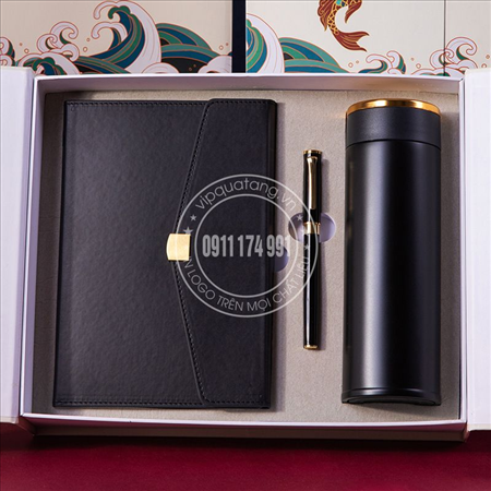 Giftset: Bộ quà tặng sổ bìa da, bình giữ nhiệt và bút kí kim loại MS 23044