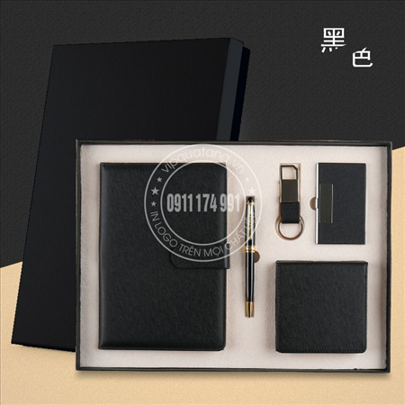 Gift set: Bộ quà tặng 5 món (sổ, bút, hộp danh thiếp, móc khóa, sổ note) MS 23057