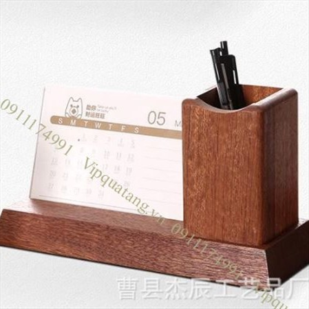 Quà gỗ để bàn - lịch và cắm bút MS 16998